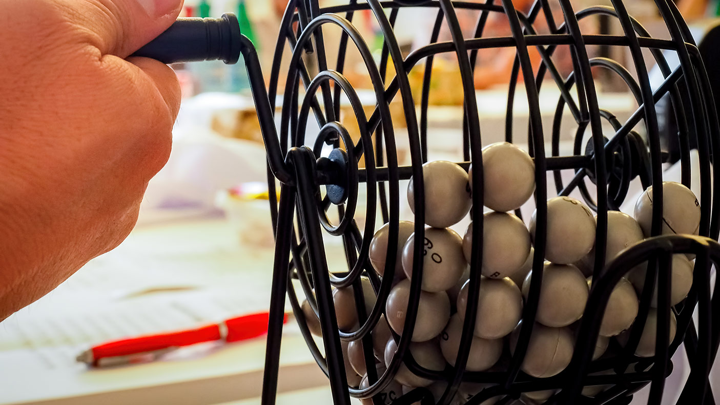 Close up of bingo balls being drawn