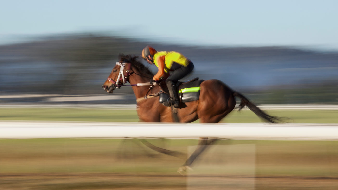 A horse and jockey racing