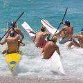 Paddle boarders at the beach