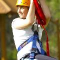 A girl on the flying fox at Ern Halliday