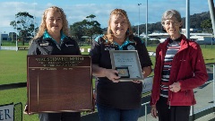 2021 Mike Stidwell Medal recipient Tracy Blaszkow with Mel Eastough and Jill Stidwell