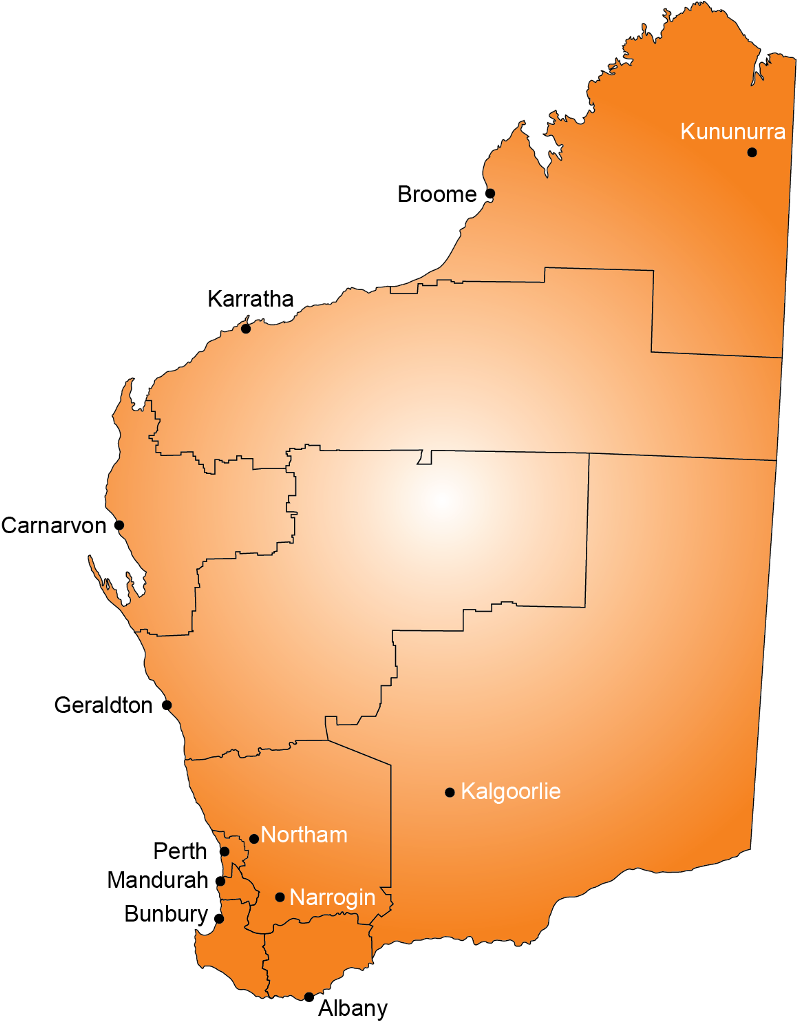 WA regional map DLGSC offices